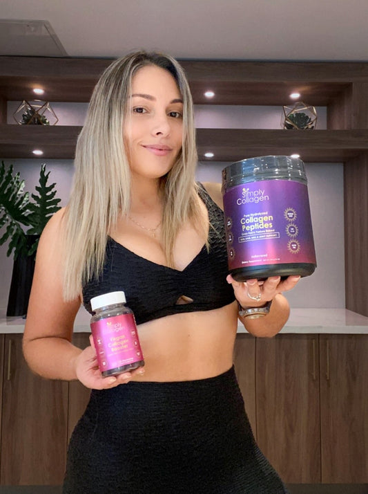 Woman Holding Collagen Supplements